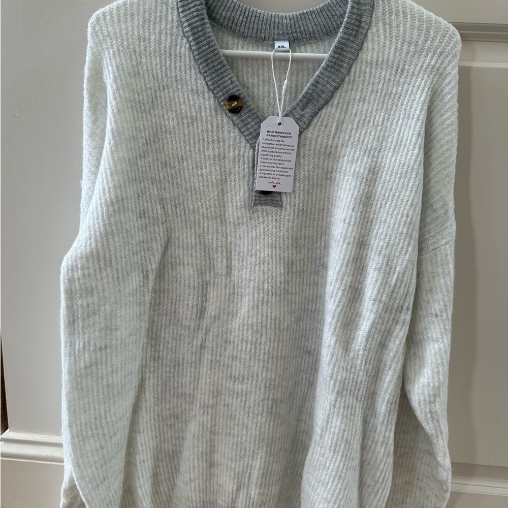 Gray and Light Gray Ribbed Sweater